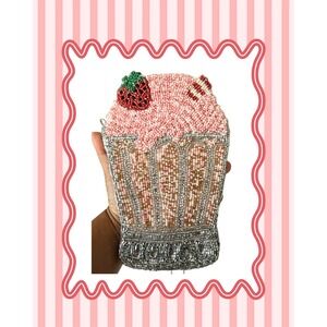 Beaded Milkshake Strawberry Crossbody Bag From India To You Pink Viral NWT